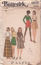 6856 BUTTERICK 1970S A-LINE SKIRT 5 LENGTHS POCKETS OR NOT PATTERN UNCUT 28" WAIST